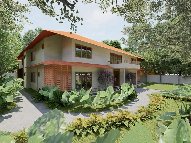 The Lily Cascade accommodation surrounded by landscaped gardens and lush greenery