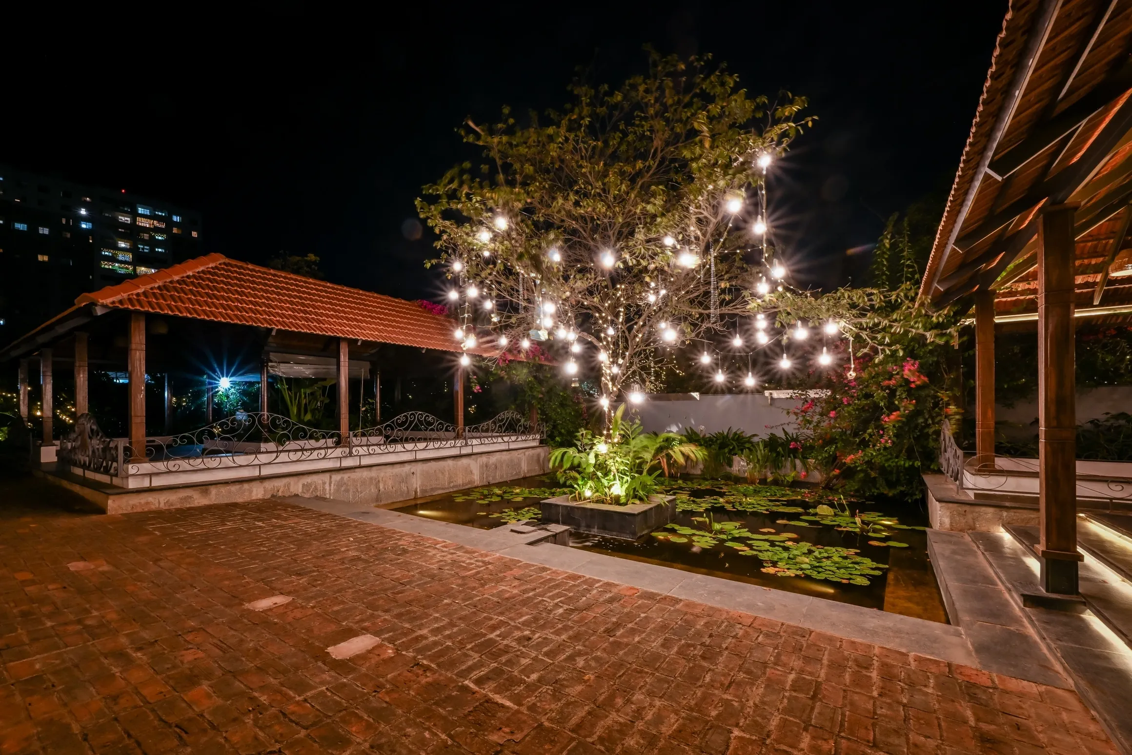 Lily pond night wedding